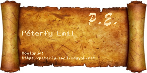 Péterfy Emil névjegykártya